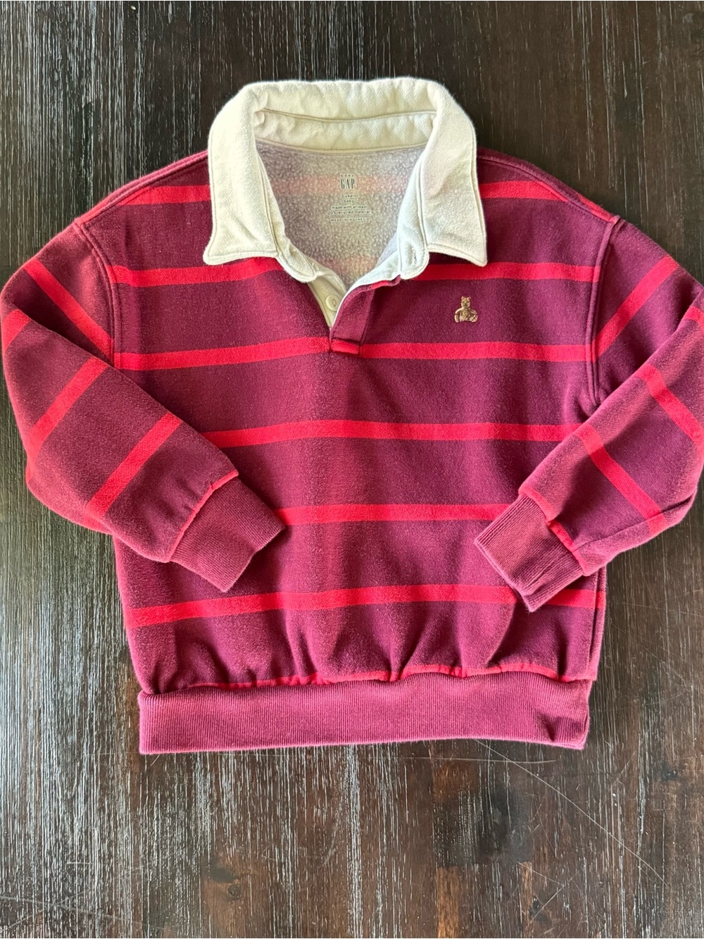 GAP Red Striped Collard Sweatshirt